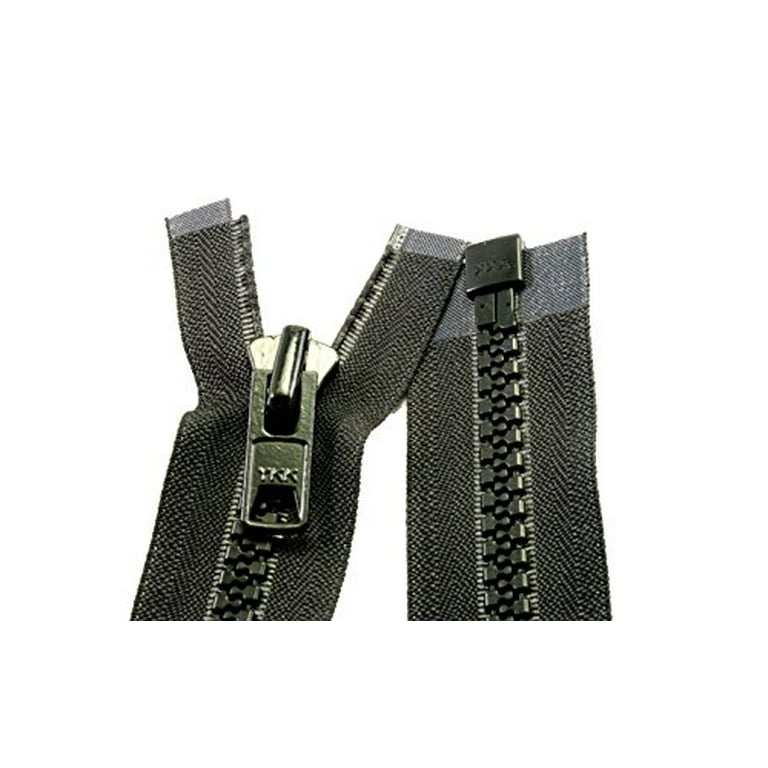 42 Vislon Zipper - YKK #10 Molded Extra-Heavy Separating - Metal Pull -  580 Black (1 Zipper/Pack)