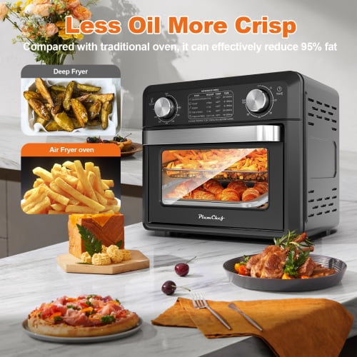 Compact Air Fryer Toaster Oven 11QT, 2 Slice Toast, Countertop Oven, Warm, Broil, Toast, Bake, Air Fry, Oil-Free,60-Minute Timer,1000W,Black