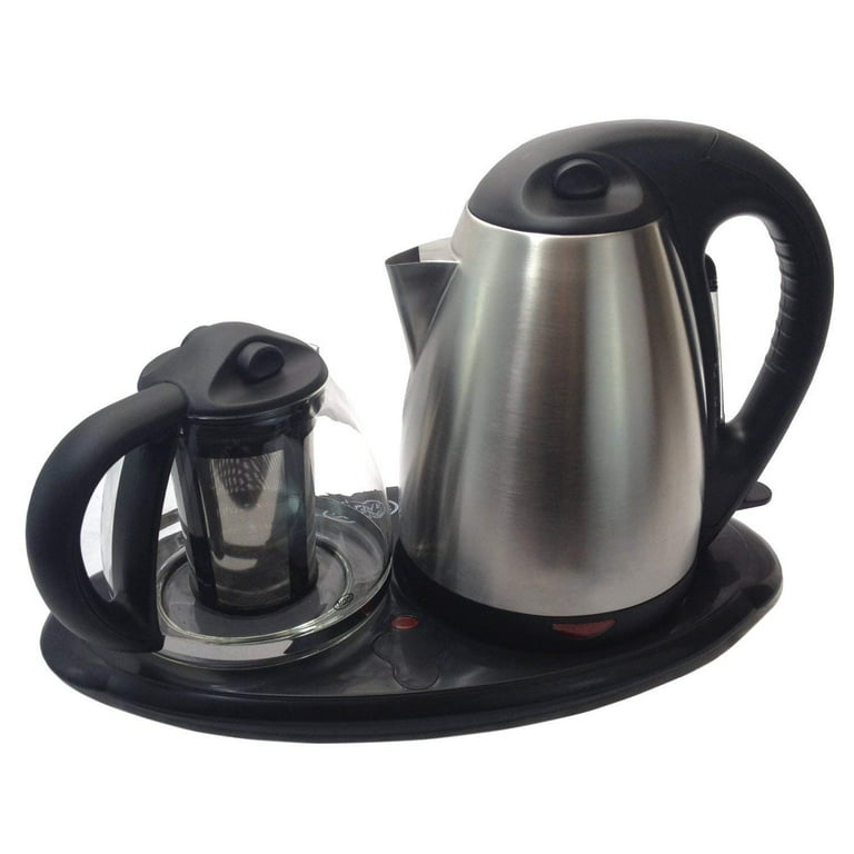 Tea Maker Set - Dual Electric Kettles Stainless Steel & Glass with