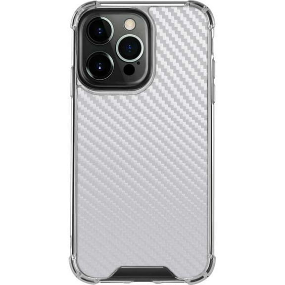 Skinit White Carbon Fiber Specialty Texture Material iPhone 14 Pro Clear Case