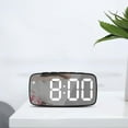 thumbnail image 2 of Reloj despertador LED para dormitorio, espejo con batería/escritorio, brillo ajustable, 12/24 horas de maquillaje Espejo negro, 2 of 8