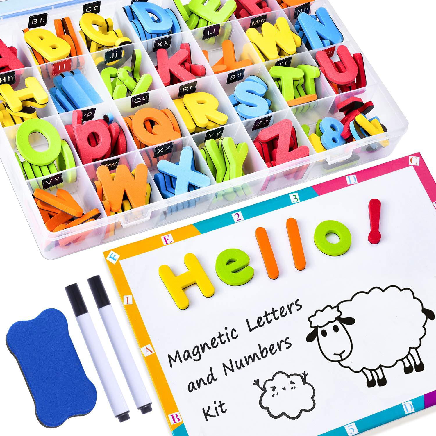 Details about   225PCS Letters and Numbers for Kids with Double-Side Board and Storage Box