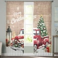 thumbnail image 3 of Red Truck Christmas Sheer Curtains 63 Inch Length 2 Panels Set, Semi Transparent Voile Rod Pocket Curtains for Living Dining Room Bedroom Drapes Xmas Tree Snowflake Gifts Winter Wooden, 3 of 8