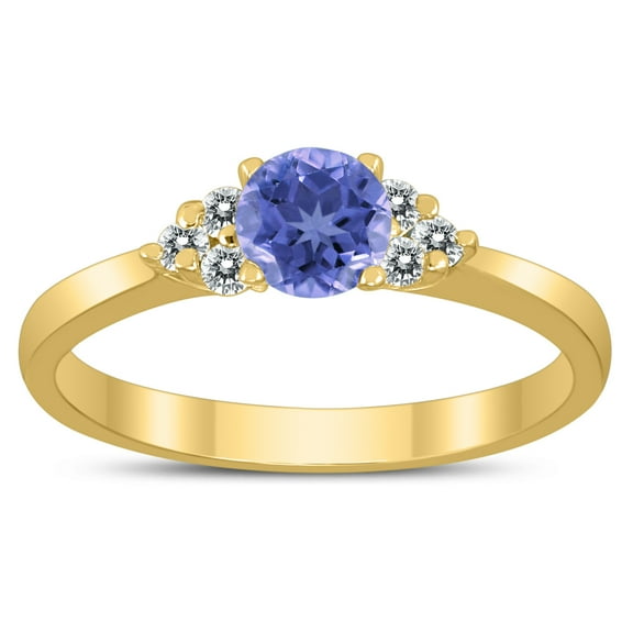 SZUL Women's 4MM Tanzanite and Diamond Cynthia Ring in 10K Yellow Gold