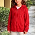 thumbnail image 2 of Mooqilaa Girls Zip up Hoodies, Spring Fall Knitted Casual Long Sleeve Lightweight Outerwear Red Size 15-16 T, 2 of 5