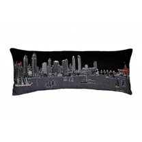 35 in. San Diego Nighttime Skyline Lumbar Decorative Pillow, Black & Grey