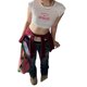 thumbnail image 4 of VISgogo Tops de manga corta para mujer con estampado de letras, ropa de verano con cuello redondo y ombligo de estilo casual VISgogo  moda, 4 of 9