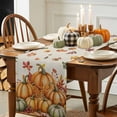 thumbnail image 3 of ERUNPONLY Burnt Orange Pumpkins Fall Table Runner - 108 Inch Long Thanksgiving Botanical Berry Rustic Cotton Linen Dress Scarves Farmhouse Table Runner for Kitchen Dining, Coffee Table, 13" x 108", 3 of 8