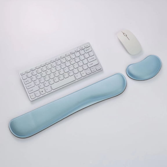 Namzi Upgrade Enlarge Silky and Superfine Fabric Gel Memory Foam Keyboard Wrist Rest Set, Ergonomic Keyboard Mouse Wrist Support for Typing Pain Relief, Comfort for Office, Computer, Blue