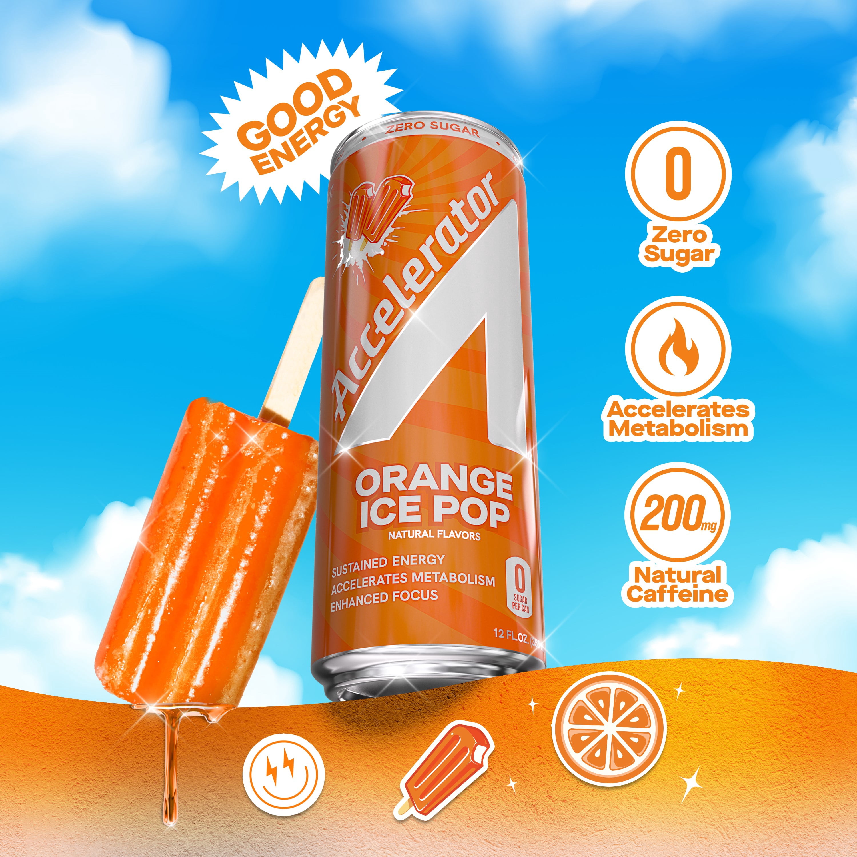 Accelerator Energy Drink, Peach Paradise 12 fl oz can (12 pack