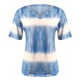 thumbnail image 4 of Pompotops T-Shirt Femme Dégradé Col en V Manches Courtes Décontracté, 4 of 6