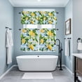 thumbnail image 4 of Summer Lemon Fruit Kitchen Curtains Valances and Tiers Set of 3 White Flowers Leaf Blue Stripes Tier Curtains and Valance with Rod Pocket for Small Windows, 27.5"x24", 4 of 9