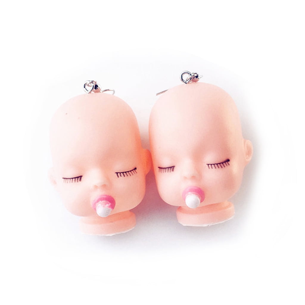 niumanery Handmade Funny Broken Sleepy Doll Drop Earring Baby Dolls Head Toy Women Jewelry A 