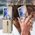 thumbnail image 5 of ELEHOLD Crossbody Case for Samsung Galaxy Z Flip 7, Wallet Case with Strap & Ring Holder, Leather Shockproof Cover with Kickstand,Beige, 5 of 9
