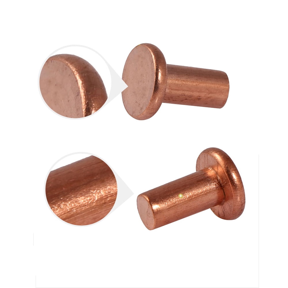 (10pcs) Purple Copper Flat Head Solid Rivets Fasteners, M8x16mm