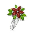 thumbnail image 5 of Ross-Simons 1.20 ct. t.w. Garnet Flower Ring With .90 ct. t.w. Chrome Diopsides and Citrine Accents in Sterling Silver, Women's, Adult, 5 of 5