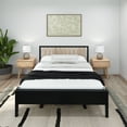 thumbnail image 2 of Plank+Beam Solid Wood Scandinavian Queen Bed Frame with Headboard, Platform Bed for Adults, Black/Blonde, 2 of 8