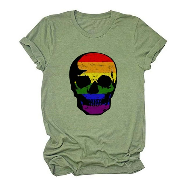 Pompotops T-Shirt Décontracté à Manches Courtes Imprimé Coloré pour Femmes