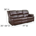 thumbnail image 6 of Flash Furniture Harmony Series Brown LeatherSoft Sofa with Two Built-In Recliners, 6 of 12