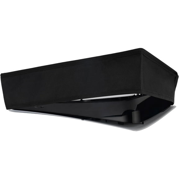 PlayVital Horizontal Dust Cover for ps5 Slim Digital Edition(The New Smaller Design), Nylon Dust Proof Protector Waterproof Cover Sleeve for ps5 Slim Console - Black