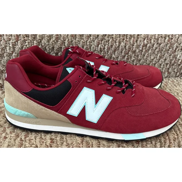 New Balance Mens 574 Premium Red ML574JHQ Casual Sneakers OG Suede Size 18