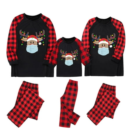 

Family Matching Pajamas Set Christmas Jammies Plaid Pants Long Sleeve Sleepwear