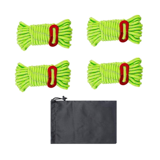 Cuerdas Reflectantes shamjiam 4 Piezas para Escalar Resistentes con Bolsa de Almacenamiento Verde