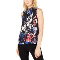thumbnail image 1 of Nine West Womens Floral Print Mock Neck Blouse Black XL, 1 of 1