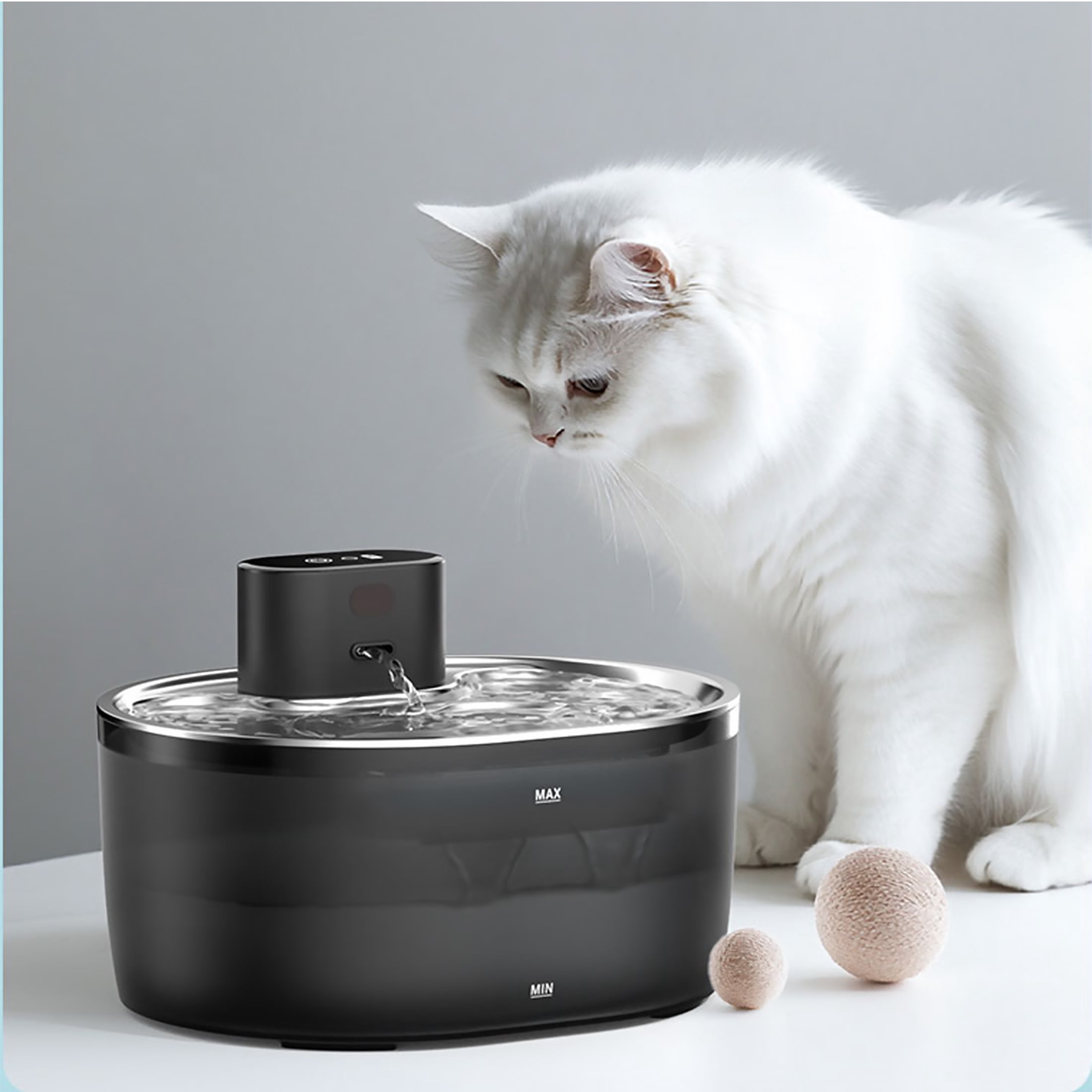 Generic 3 L Stainless Steel Cat Water Fountain Set with Smart Cat Water Fountain & 304 Stainless Steel Tray
