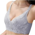 thumbnail image 2 of Crunowin Embroidery Bra for Women and Senior, Adjustable Strap Lace Bralette Breathable Wirefree Bra Gray 38/85C, 2 of 6