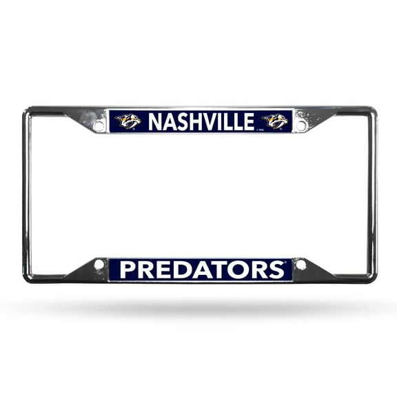 Nashville Hockey Predators Lightweight Chrome Metal License Plate Frame
