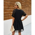 thumbnail image 4 of Robe Mini d'Été pour Femmes à Manches Courtes, Aguichant, Col en V, Fluide, Décontractée, à Pois Suisses, Courte, Coupe Ample, Grande Taille, 4 of 5
