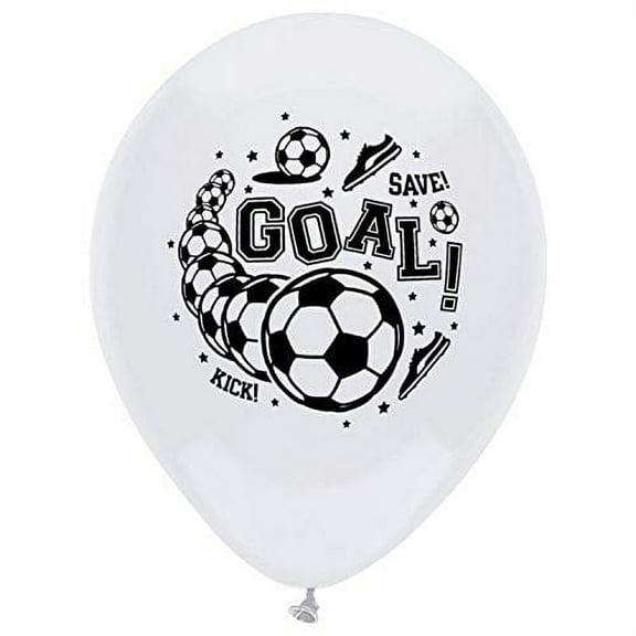 PartyMate Soccer Ball Printed Latex Balloons, 12 Inch , 8 Count Soccer Theme Balloons