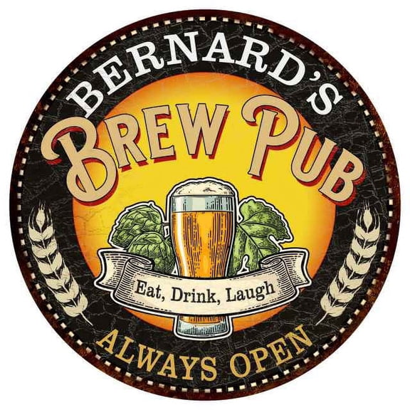 BERNARD'S Beer Pub Man Cave Metal Sign Home Decor 14 inch Round 100140025373
