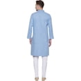 thumbnail image 3 of Maple Clothing Cotton Men's Embroidered Kurta Set Indian Apparel (Sky Blue, XL), 3 of 5