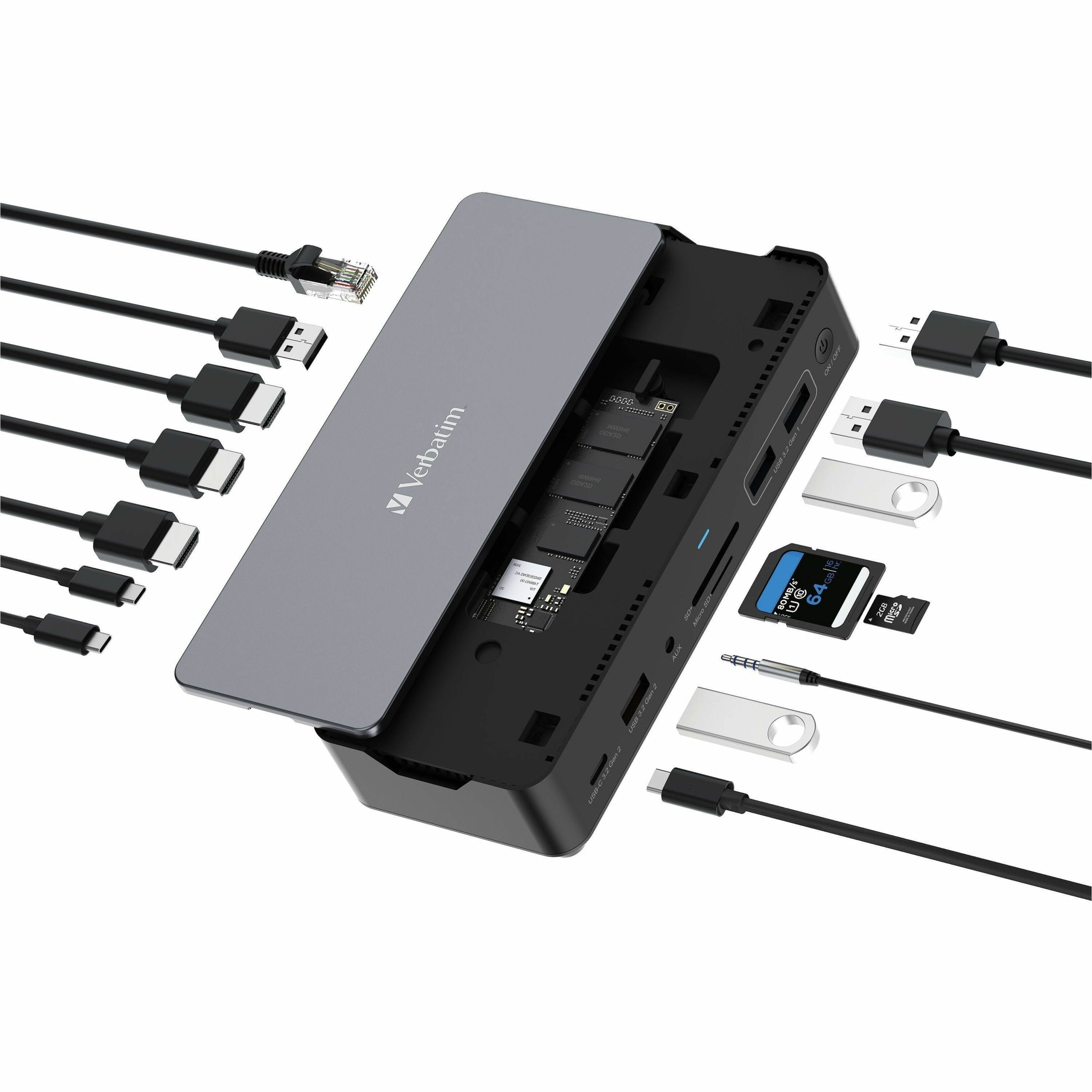 Verbatim USB-C &trade;Pro Docking Station 15-in-1 - 256GB Vi3000 SSD (32174)