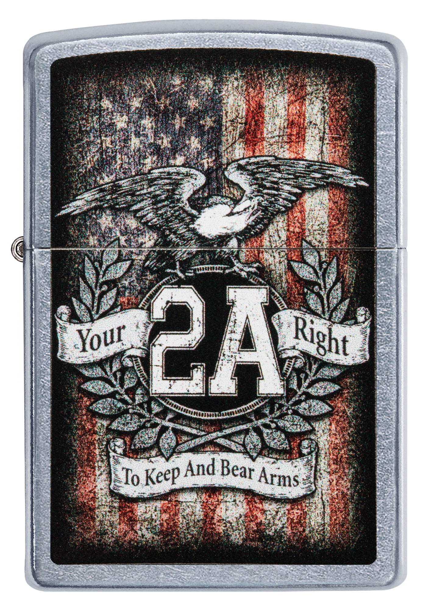 Zippo Armor Antique Silver Plate American Flag Pocket Lighter