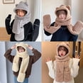 thumbnail image 2 of Ywmsfl Fashion Teenager Cartoon Plush 3in1 Hats Gloves Scarf Suits Women Winter Outdoor Warm Hat Students Windproof Supplies, 2 of 10
