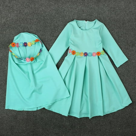

Hunpta Girl Muslim Long Hijab Dress Sleeves Baby Long Islamic with Abaya Embroider Kids Girls Dress&Skirt