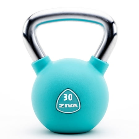 UPC: 4895202572921 | ZIVA Premium Virgin Rubber Solid Cast Steel Kettlebell Weight – Odorless Design Ergonomic Comfort Grip – Core and Strength Training Exercise Workout – 30 lbs (Black or Turquoise Avail)
