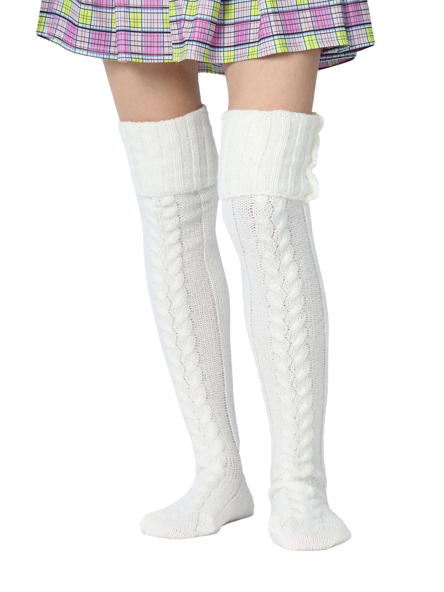 Knitted White Thigh High Leg Warmers,Knitted Black Leg Warmers,Warm Socks In Autumn And Winter,Knitting Wool Leg Warmers,Knitted Knee Socks.