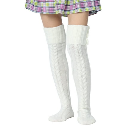 

Gwiyeopda Women Over Knee Thigh High Boot Socks Long Stockings Footed Socks Leg Warmers