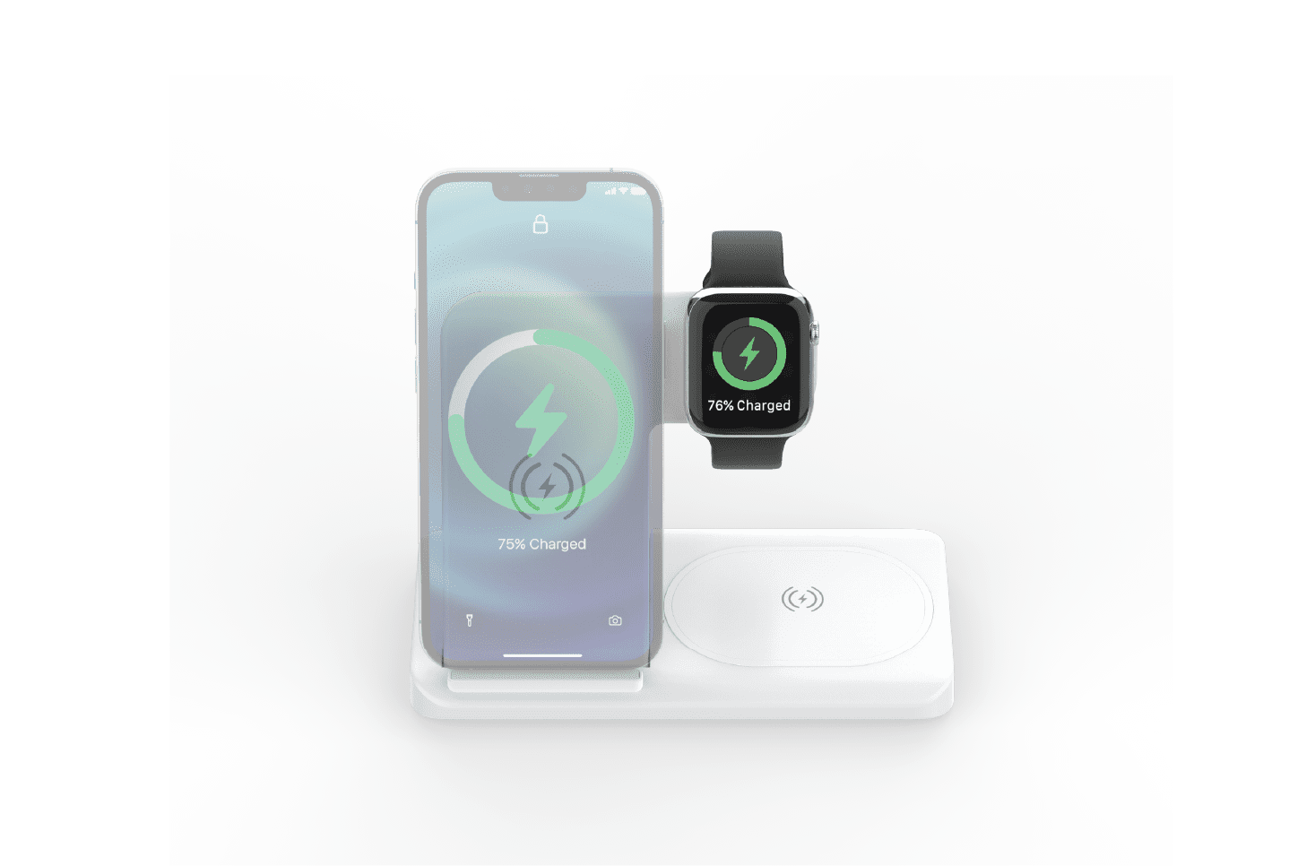 3-in-1 Foldable Wireless Charging Station, Fast Charging Stand for Phone, Smartwatch & Earbuds, Portable Compact Charger Compatible with Qi-Enabled Devices