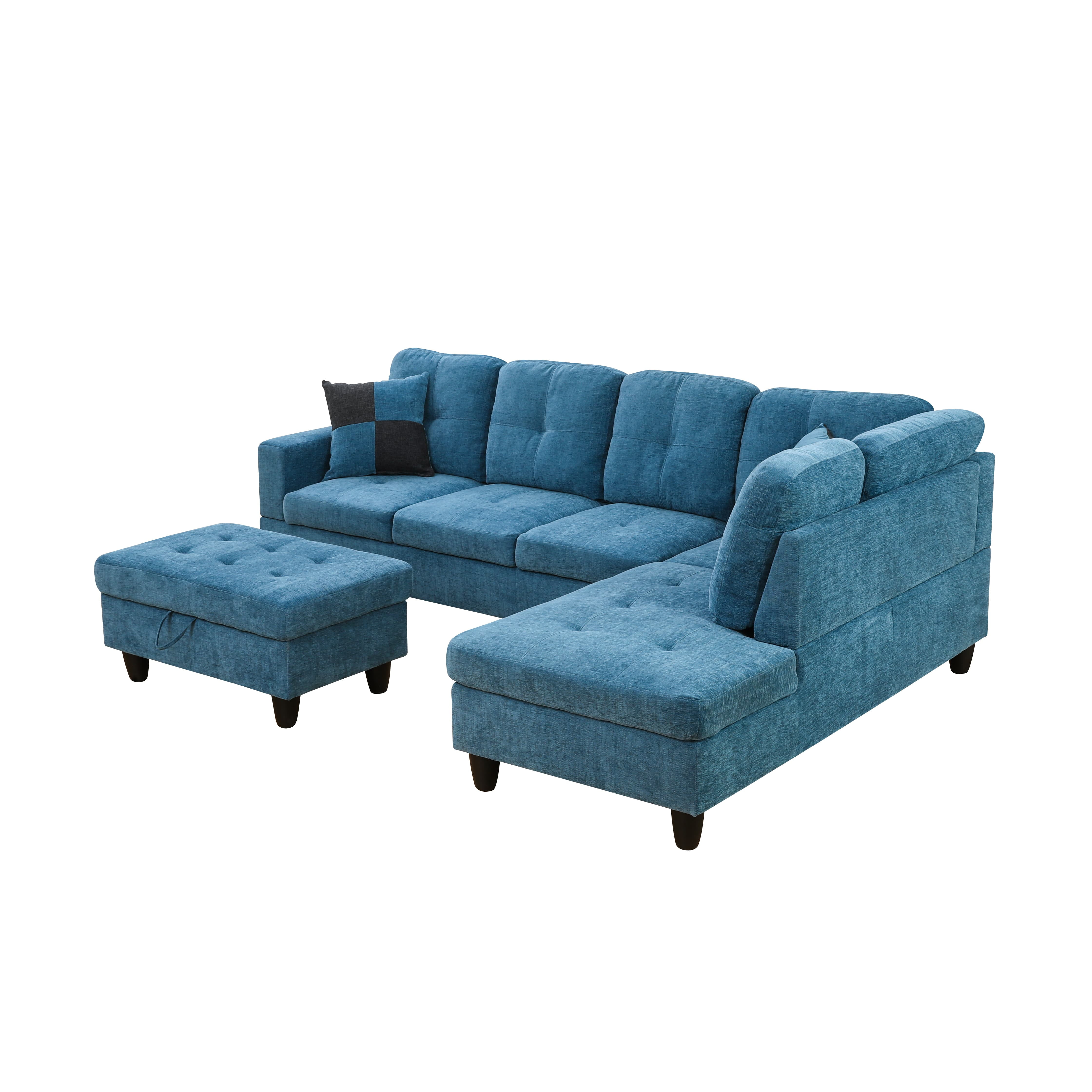 MAYEERTY Modern Adult 3-Piece Couch Set - Blue Vibrant Color, Lively Living Room Seating Decor