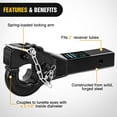 thumbnail image 5 of Nilight 10-TON Pintle Hitch for 2-Inch Receiver Hook Military Receiver 20000LBS,Fits 2-1/2 in Lunette Ring, Gloss Black Powder Coat, 5 of 9
