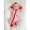 thumbnail image 4 of Miaouyo Infant Baby Girl Christmas Fall Romper 0 3 6 12 18 Months Goose Candy Cane Print Long Sleeve Round Neck Zip Up Jumpsuit, 4 of 8
