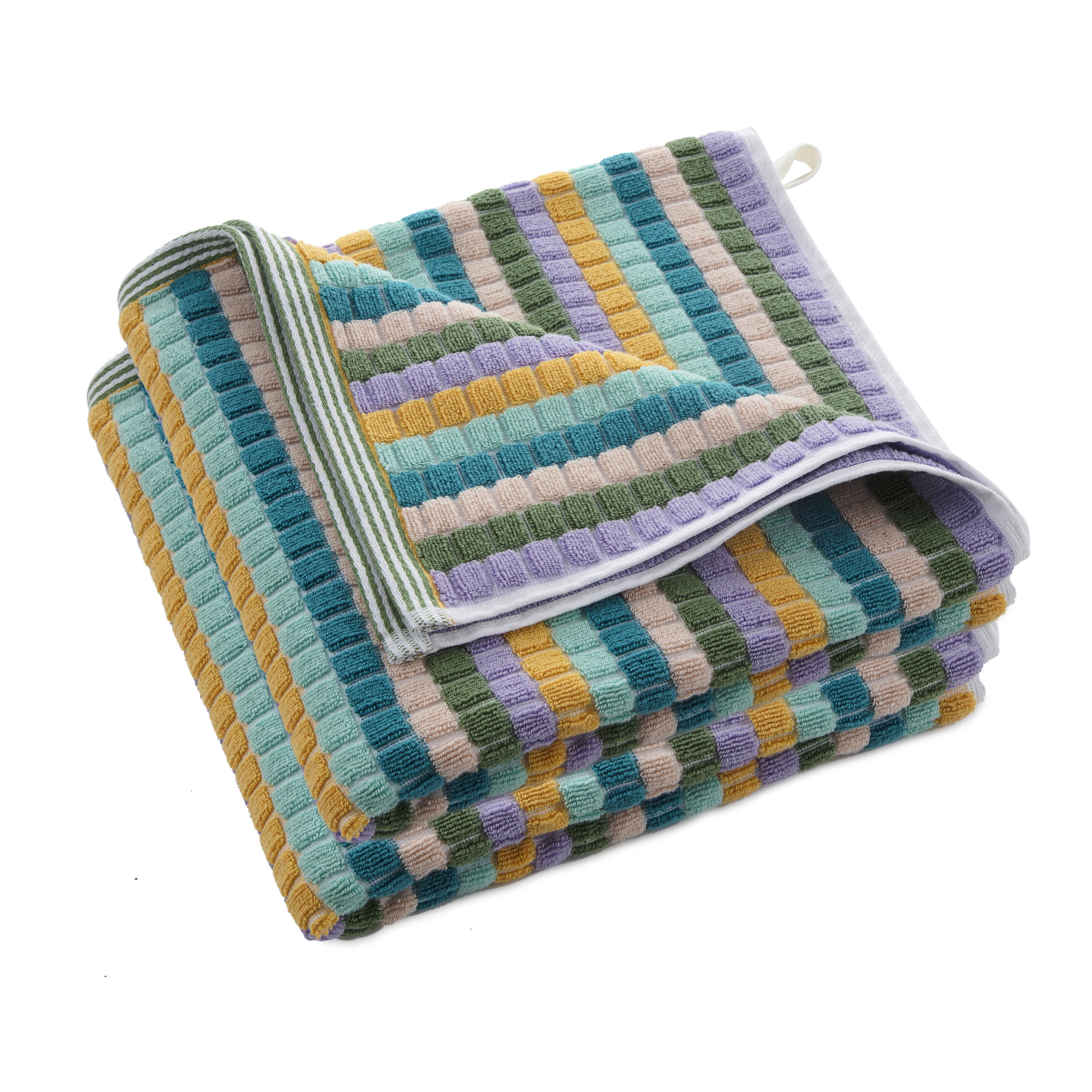 Martex Curacao 2 Piece Striped Cotton Bath Towels, 27" x 52", Blue/Pink