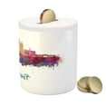 thumbnail image 3 of Detroit Piggy Bank, Skyline in Watercolor Splatters Colorful Grunge Look American Landmark, Ceramic Coin Bank Money Box for Cash Saving, 3.6" X 3.2", Multicolor, by Ambesonne, 3 of 4