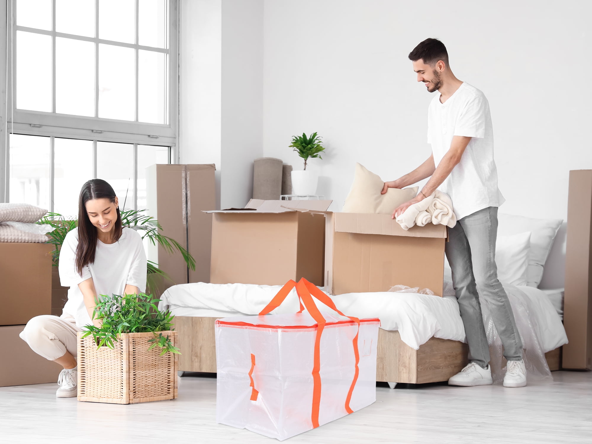 Unique Bargains 1 Pack Clothes Storage Bags Moving Bags Transparent 27*14*15in
