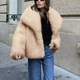thumbnail image 4 of Womens Faux Fur Coats Trendy Long-Sleeve Coat Winter Fluffy Outerwear Shaggy Parka Coat Beige M, 4 of 8